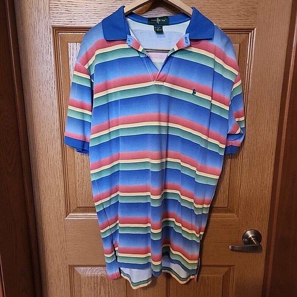 Vintage Men’s Hunt Club Polo Shirt Size M Tall Striped Polo Shirt 1990s Shirt